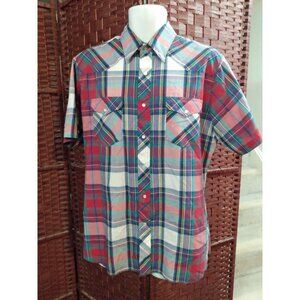 Vintage men's Wrangler western Shirt Plaid Short sleeve 16 - 16 1/2